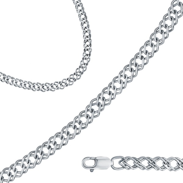 Цепь из серебра 925, плетение «Ромб двойной»